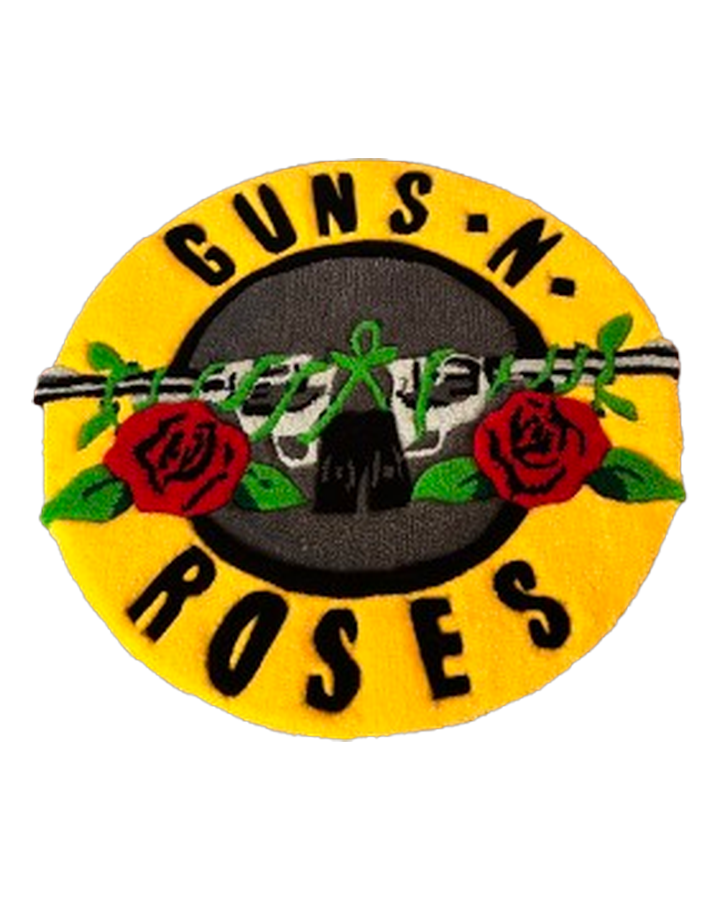 Alfombra tufting circular con el logo de la banda Guns N' Roses